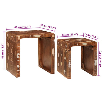 Satsbord 2 pcs Brun 46 x 40 x 46 cm Solid återvunnen trä