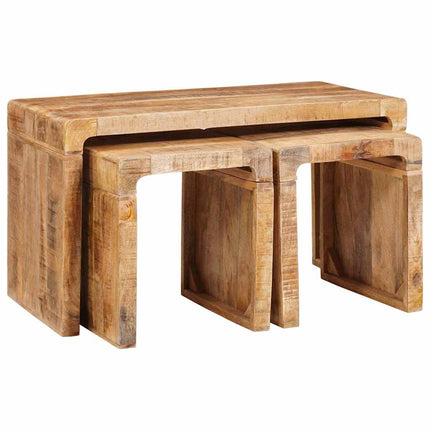 Nestingbord 3 pcs Brun Massivt mangoträ