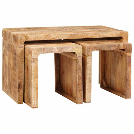Nestingbord 3 pcs Brun Massivt mangoträ