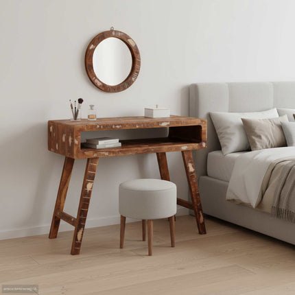 Smyckebord med spegel Brun 90 x 76 x 45 cm Solid återvunnen trä