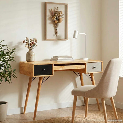 Skrivbord med låda Brun 110 x 55 x 76 cm Massivt mangoträ