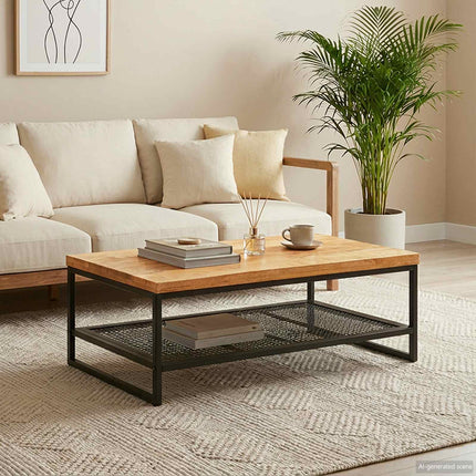 Kaffeebord Brun och svart 110 x 55 x 35 cm Massivt mangoträ