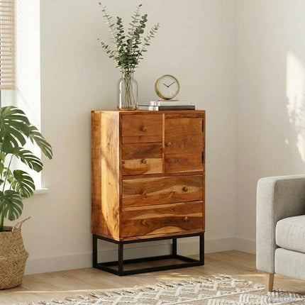Kista av lådor Naturfärg 55 x 30 x 90 cm Massivt Akaciaträ