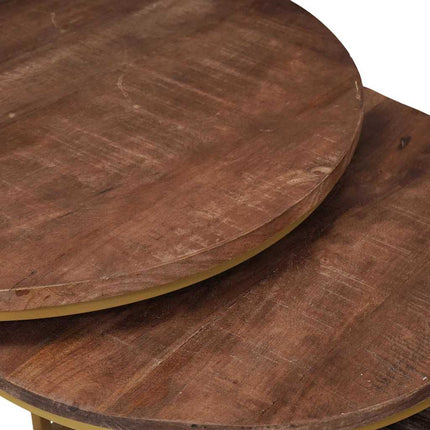 Nesting Kaffe Bord 3 pcs Mörkbrun Massivt Mangoträ och stål