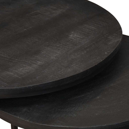 Nesting Kaffe Bord 3 pcs Svart Massivt Mangoträ och stål