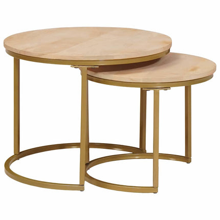 Nesting Kaffe Bord 2 pcs Brun Massivt Mangoträ och stål