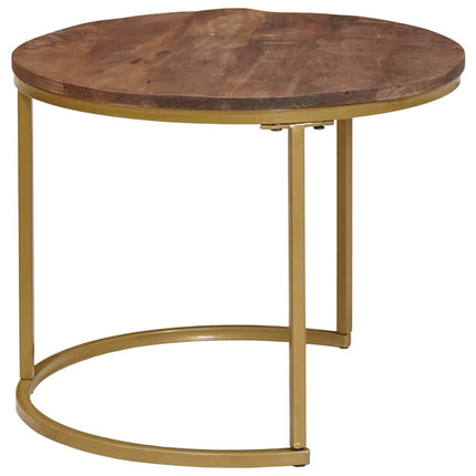 Nesting Kaffe Bord 2 pcs Mörkbrun Massivt Mangoträ och stål