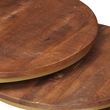 Nesting Kaffe Bord 2 pcs Honung brun Massivt Mangoträ och stål