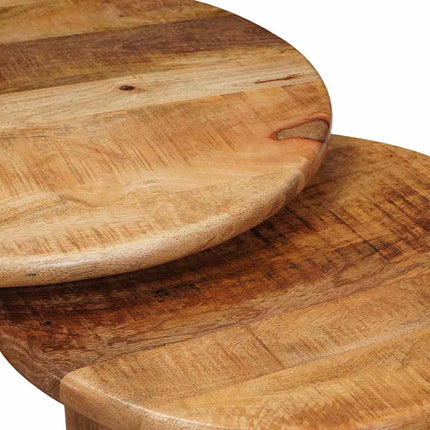 Nesting Kaffe Bord 2 st Brun Ø 50 x 40 cm Massivt mangoträ