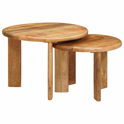 Nesting Kaffe Bord 2 st Brun Ø 50 x 40 cm Massivt mangoträ