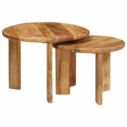 Nesting Kaffe Bord 2 st Brun Ø 50 x 40 cm Massivt mangoträ