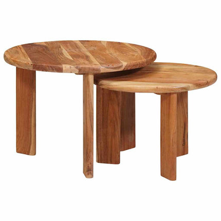 Nesting Kaffe Bord 2 pcs Brun Massivt Akaciaträ