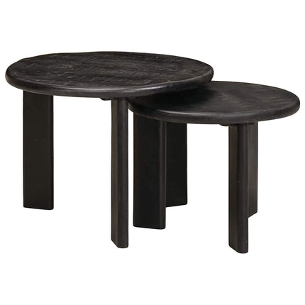 Nesting Kaffe Bord 2 st Vit Ø 50 x 40 cm Massivt mangoträ