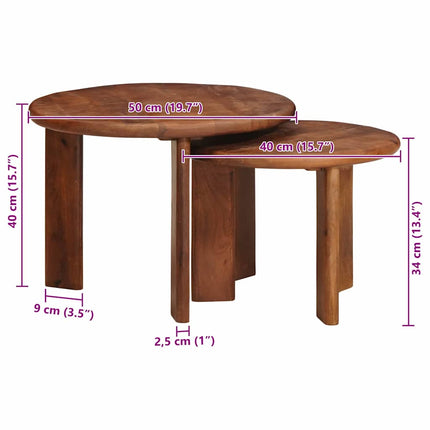 Nesting Kaffe Bord 2 pcs Honung brun Massivt mangoträ