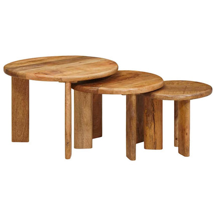 Nesting Kaffe Bord 3 st Brun Ø 54 x 40 cm Massivt mangoträ