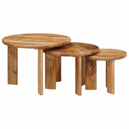 Nesting Kaffe Bord 3 st Brun Ø 54 x 40 cm Massivt mangoträ