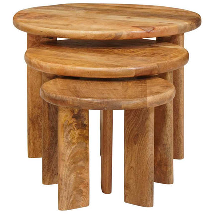 Nesting Kaffe Bord 3 st Brun Ø 54 x 40 cm Massivt mangoträ