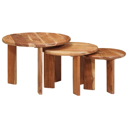 Nesting Kaffe Bord 3 pcs Brun Massivt Akaciaträ
