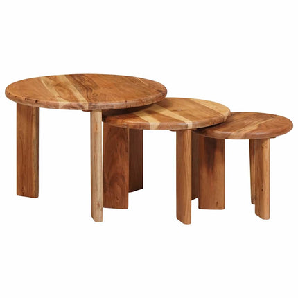 Nesting Kaffe Bord 3 st Brun Ø 54 x 40 cm Massivt Akaciaträ