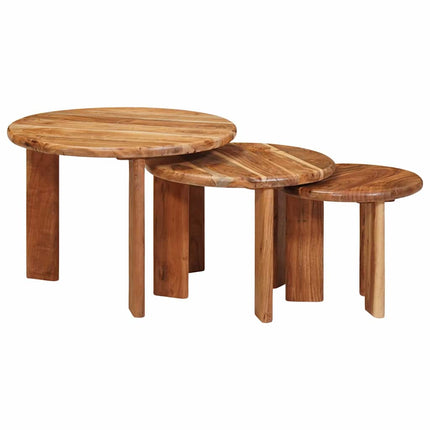 Nesting Kaffe Bord 3 st Brun Ø 54 x 40 cm Massivt Akaciaträ
