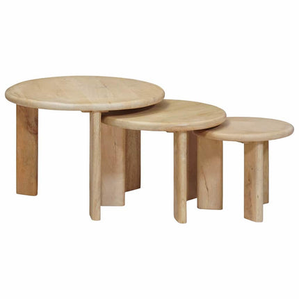 Nesting Kaffe Bord 3 pcs Svart Massivt mangoträ