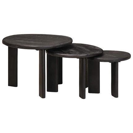 Nesting Kaffe Bord 3 st Vit Ø 54 x 40 cm Massivt mangoträ