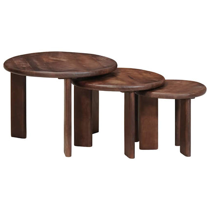 Nesting Kaffe Bord 3 st Mörkbrun Ø 54 x 40 cm Massivt mangoträ