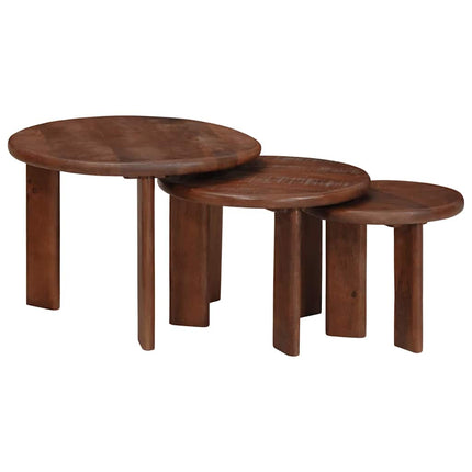 Nesting Kaffe Bord 3 st Mörkbrun Ø 54 x 40 cm Massivt mangoträ
