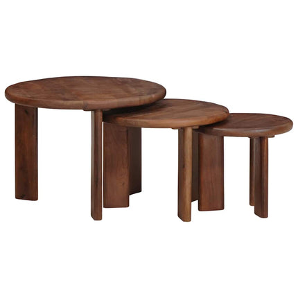 Nesting Kaffe Bord 3 pcs Mörkbrun Massivt mangoträ