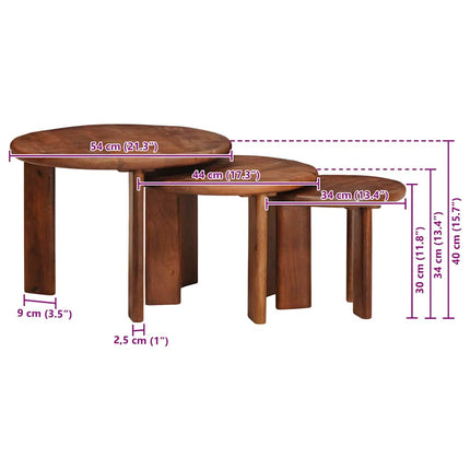 Nesting Kaffe Bord 3 st Honung brun Ø 54 x 40 cm