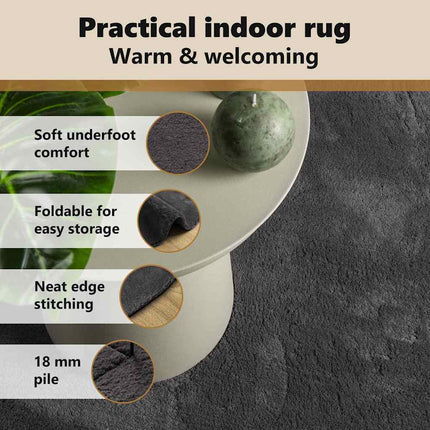 Områdesmattor Oval HUARTE Antracit 120 x 170 cm 100% Polyester