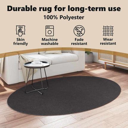 Områdesmattor Oval HUARTE Antracit 140 x 200 cm 100% Polyester