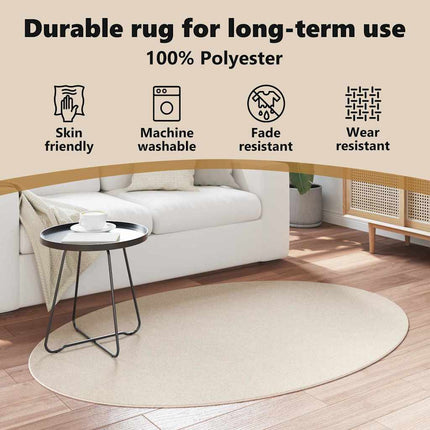 Områdesmattor Oval HUARTE Beige 120 x 170 cm 100% Polyester