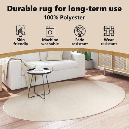 Områdesmattor Oval HUARTE Beige 160 x 230 cm 100% Polyester