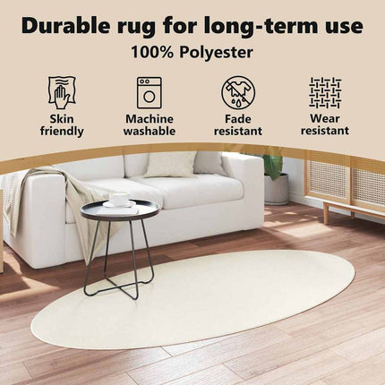 Områdesmattor Oval HUARTE Kräm 100 x 200 cm 100% Polyester