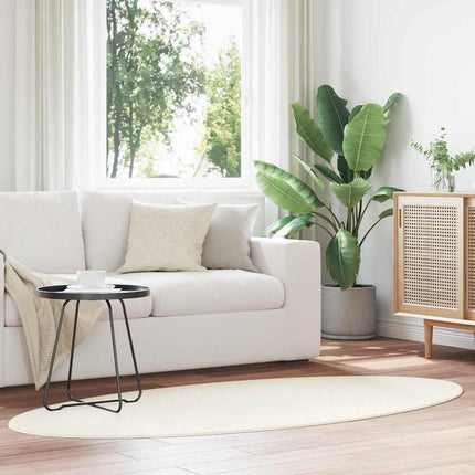 Områdesmattor Oval HUARTE Kräm 120 x 170 cm 100% Polyester