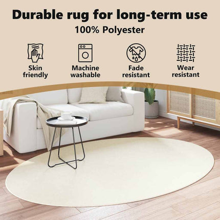 Områdesmattor Oval HUARTE Kräm 160 x 230 cm 100% Polyester