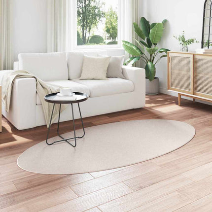 Områdesmattor Oval HUARTE Sand 100 x 200 cm 100% Polyester