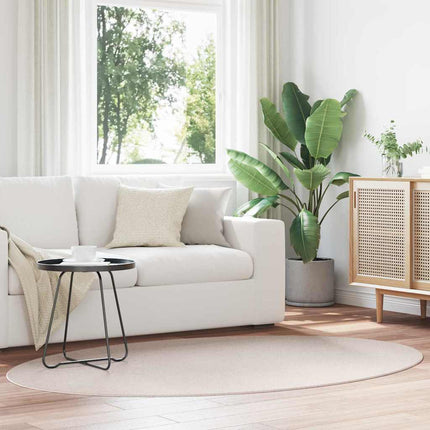 Områdesmattor Oval HUARTE Sand 140 x 200 cm 100% Polyester