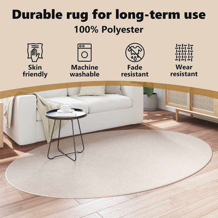 Områdesmattor Oval HUARTE Sand 160 x 230 cm 100% Polyester