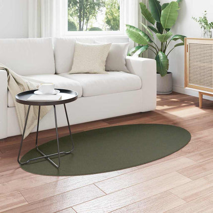 Områdesmattor Oval HUARTE Skogsgrön 80 x 150 cm 100% Polyester