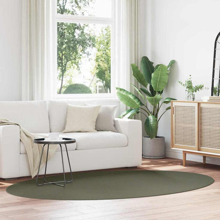 Områdesmattor Oval HUARTE Skogsgrön 160 x 230 cm 100% Polyester