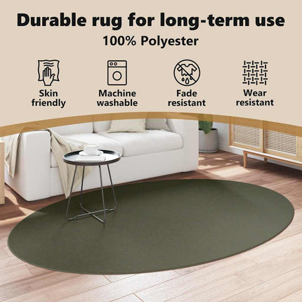 Områdesmattor Oval HUARTE Skogsgrön 160 x 230 cm 100% Polyester