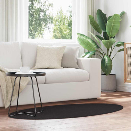Områdesmattor Oval HUARTE Svart 80 x 150 cm 100% Polyester