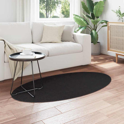 Områdesmattor Oval HUARTE Svart 80 x 150 cm 100% Polyester