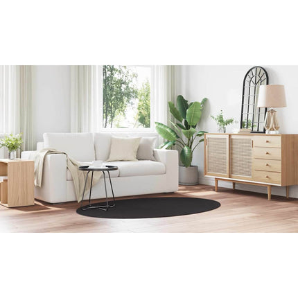 Områdesmattor Oval HUARTE Svart 100 x 200 cm 100% Polyester