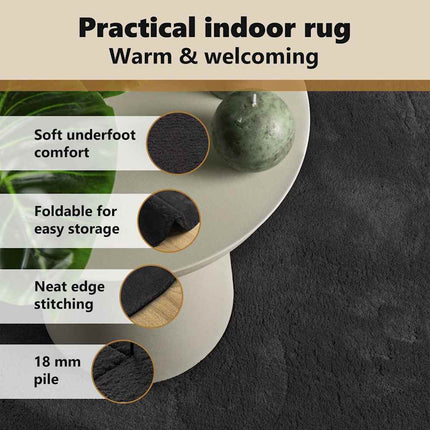 Områdesmattor Oval HUARTE Svart 100 x 200 cm 100% Polyester