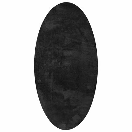 Områdesmattor Oval HUARTE Svart 100 x 200 cm 100% Polyester