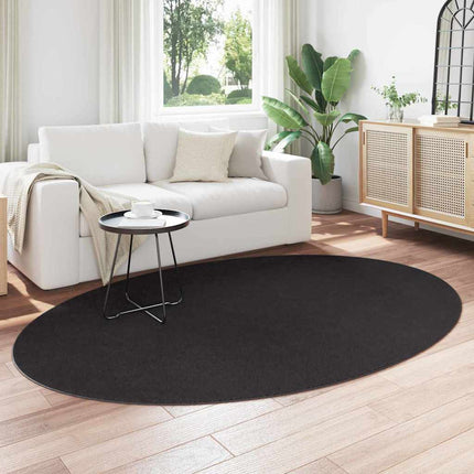 Områdesmattor Oval HUARTE Svart 160 x 230 cm 100% Polyester