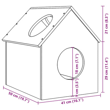 Katthus vit 41x50x50 cm massiv furu